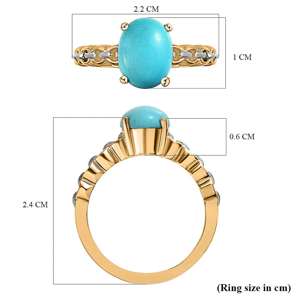Arizona Sleeping Beauty Turquoise Solitaire Ring in 18K Yellow Gold Vermeil Plated Sterling Silver 1.38 Ct.