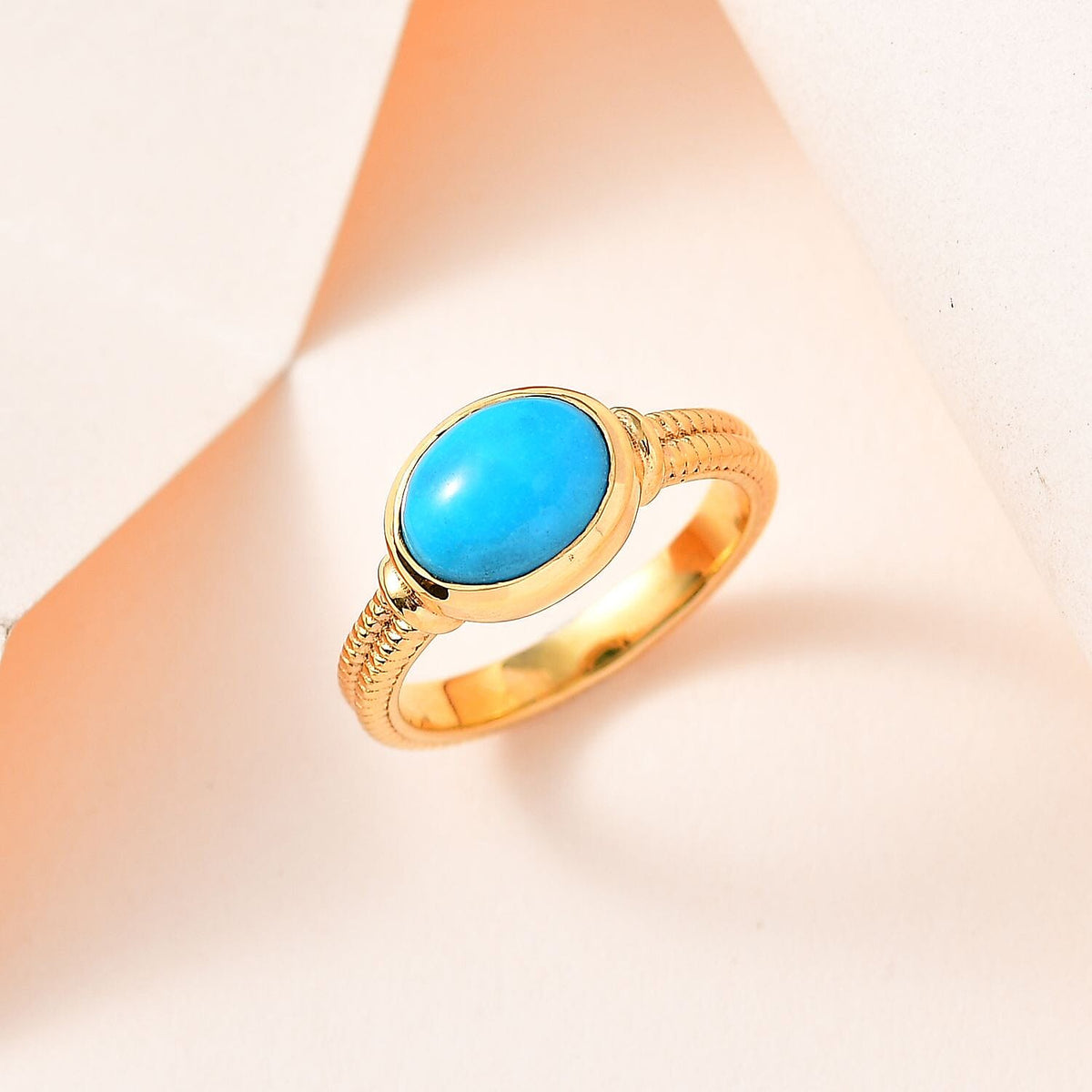 Arizona Sleeping Beauty Turquoise Solitaire Ring in 18K Yellow Gold Vermeil Plated Sterling Silver 1.72 Ct. 7664466 1