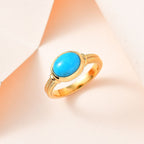 Arizona Sleeping Beauty Turquoise Solitaire Ring in 18K Yellow Gold Vermeil Plated Sterling Silver 1.72 Ct.