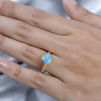 Arizona Sleeping Beauty Turquoise Solitaire Ring in 18K Yellow Gold Vermeil Plated Sterling Silver 1.72 Ct.