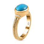 Arizona Sleeping Beauty Turquoise Solitaire Ring in 18K Yellow Gold Vermeil Plated Sterling Silver 1.72 Ct.