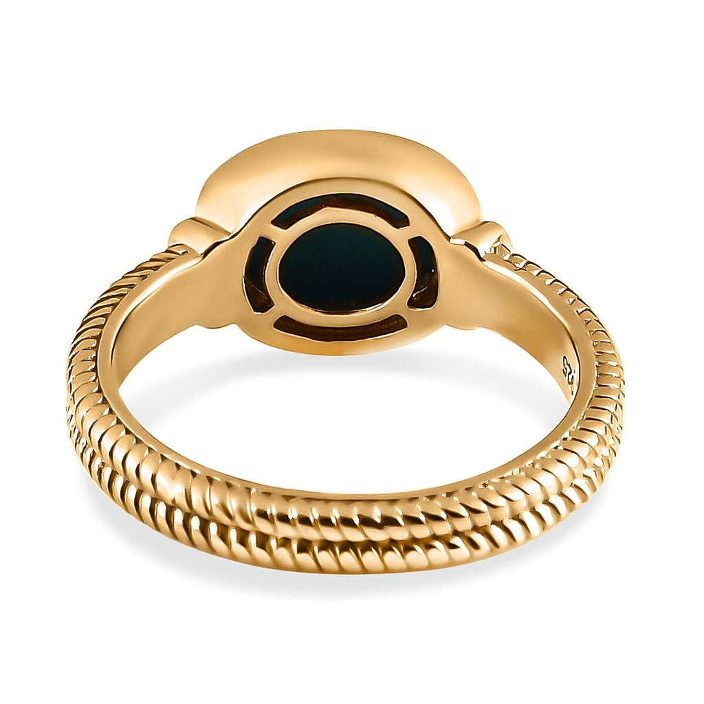 Arizona Sleeping Beauty Turquoise Solitaire Ring in 18K Yellow Gold Vermeil Plated Sterling Silver 1.72 Ct.