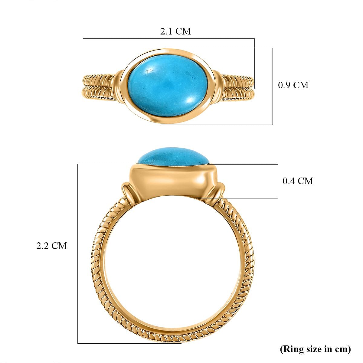 Arizona Sleeping Beauty Turquoise Solitaire Ring in 18K Yellow Gold Vermeil Plated Sterling Silver 1.72 Ct. 7664466 5