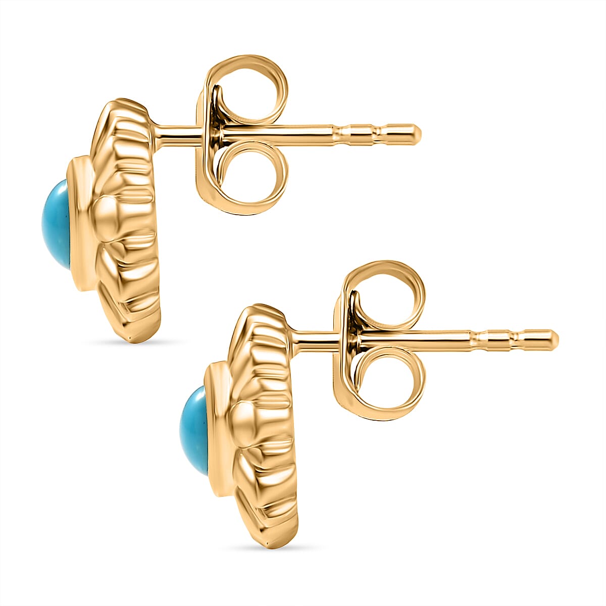 Sleeping Beauty Turquoise Solitaire Stud Push Post Earring in Yellow Gold Plating Sterling Silver 8185100 4