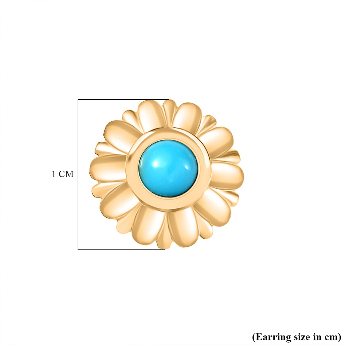 Sleeping Beauty Turquoise Solitaire Stud Push Post Earring in Yellow Gold Plating Sterling Silver 8185100 5