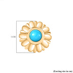 Sleeping Beauty Turquoise Solitaire Stud Push Post Earring in Yellow Gold Plating Sterling Silver