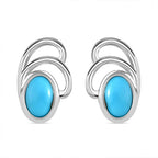 Tucson Special- Arizona Sleeping Beauty Turquoise Ribbon Earrings (with Push Back) in Platinum Overlay Sterling Silver