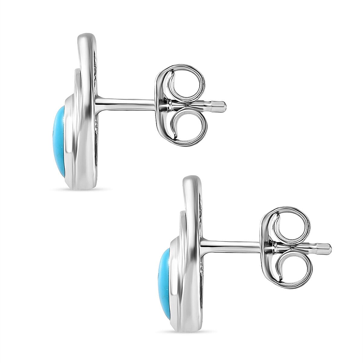 Tucson Special- Arizona Sleeping Beauty Turquoise Ribbon Earrings (with Push Back) in Platinum Overlay Sterling Silver 7337135 4