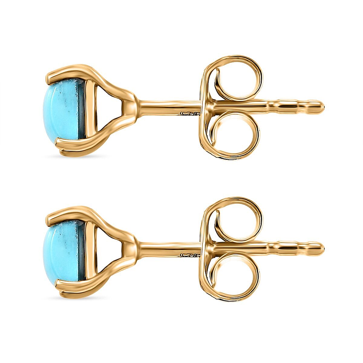 Sleeping Beauty Turquoise Solitaire Stud With Push Back Earring in 18K Vermeil Yellow Gold Plated Sterling Silver 0.76 Ct. 7966501 4