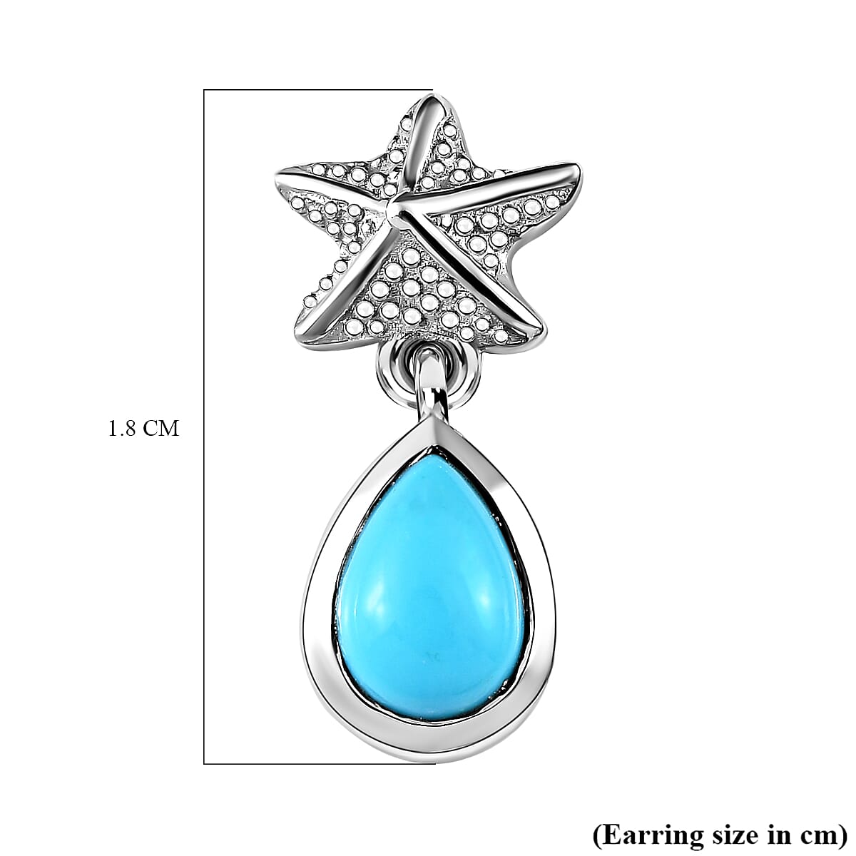 Arizona Sleeping Beauty Turquoise Earrings (with Push Back) in Platinum Overlay Sterling Silver 1.28 Ct. 7522982 10