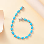 Sleeping Beauty Turquoise Tennis Bracelet (Size - 7.5) in Rhodium Overlay Sterling Silver 17.06 Ct
