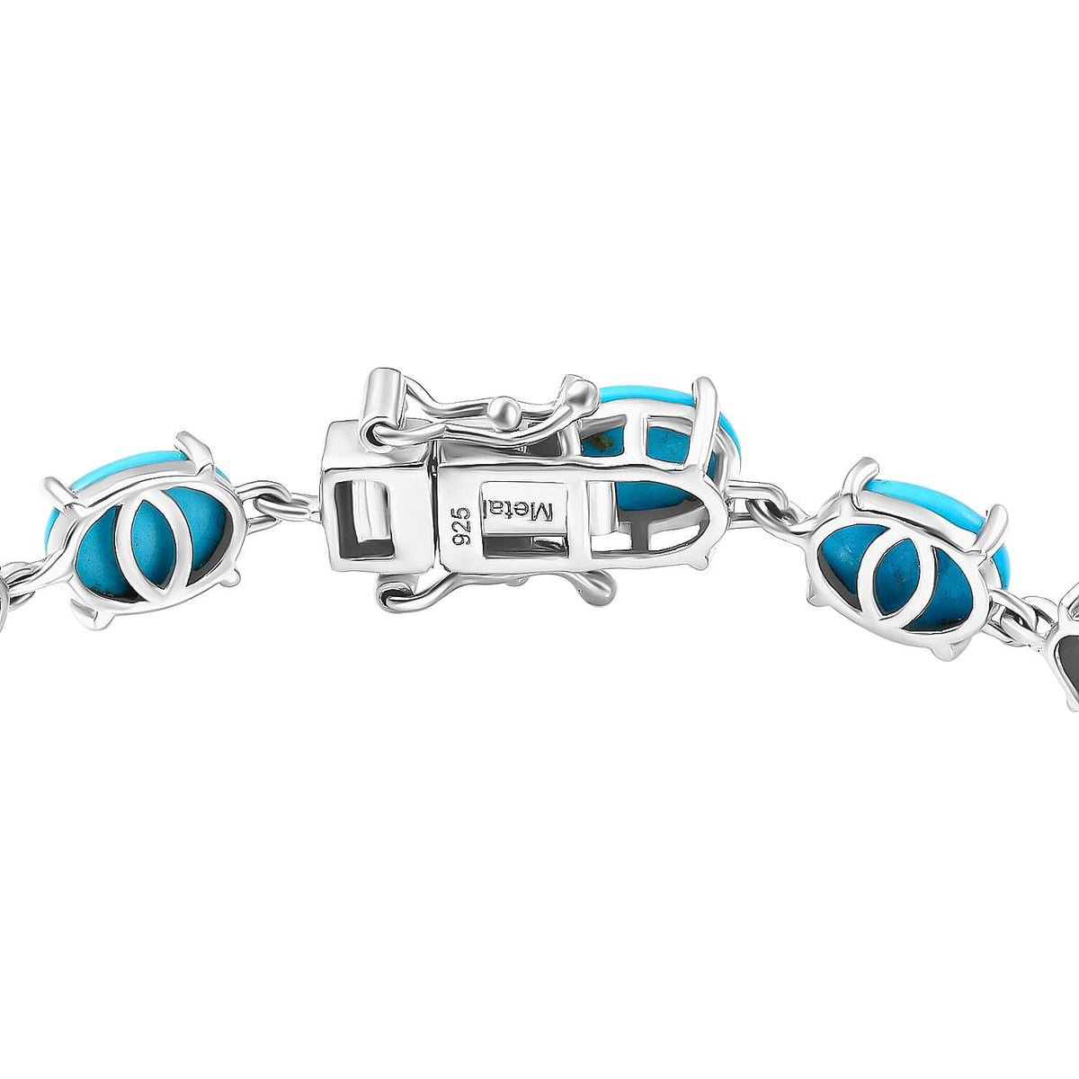 Sleeping Beauty Turquoise Tennis Bracelet (Size - 7.5) in Rhodium Overlay Sterling Silver 7861040 8