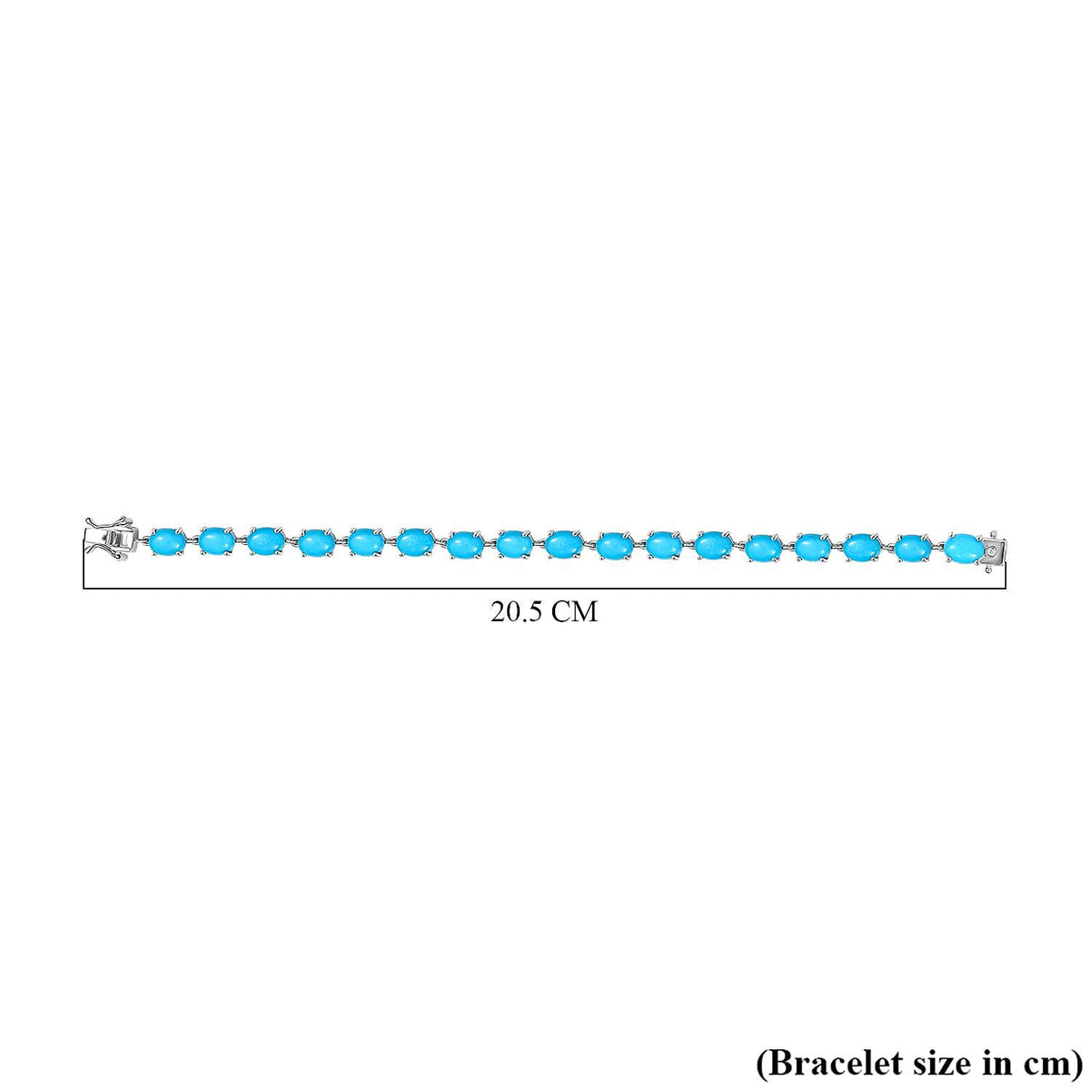 Sleeping Beauty Turquoise Tennis Bracelet (Size - 7.5) in Rhodium Overlay Sterling Silver 7861040 10
