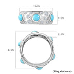 Sleeping Beauty Turquoise ,  White Zircon  Band Ring in Platinum Overlay Sterling Silver 2.45 ct  2.448  Ct.