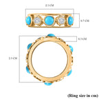 Arizona Sleeping Beauty Turquoise & Natural Zircon Band Ring in 18K Yellow Gold Vermeil Plated Sterling Silver 3.23 Ct.