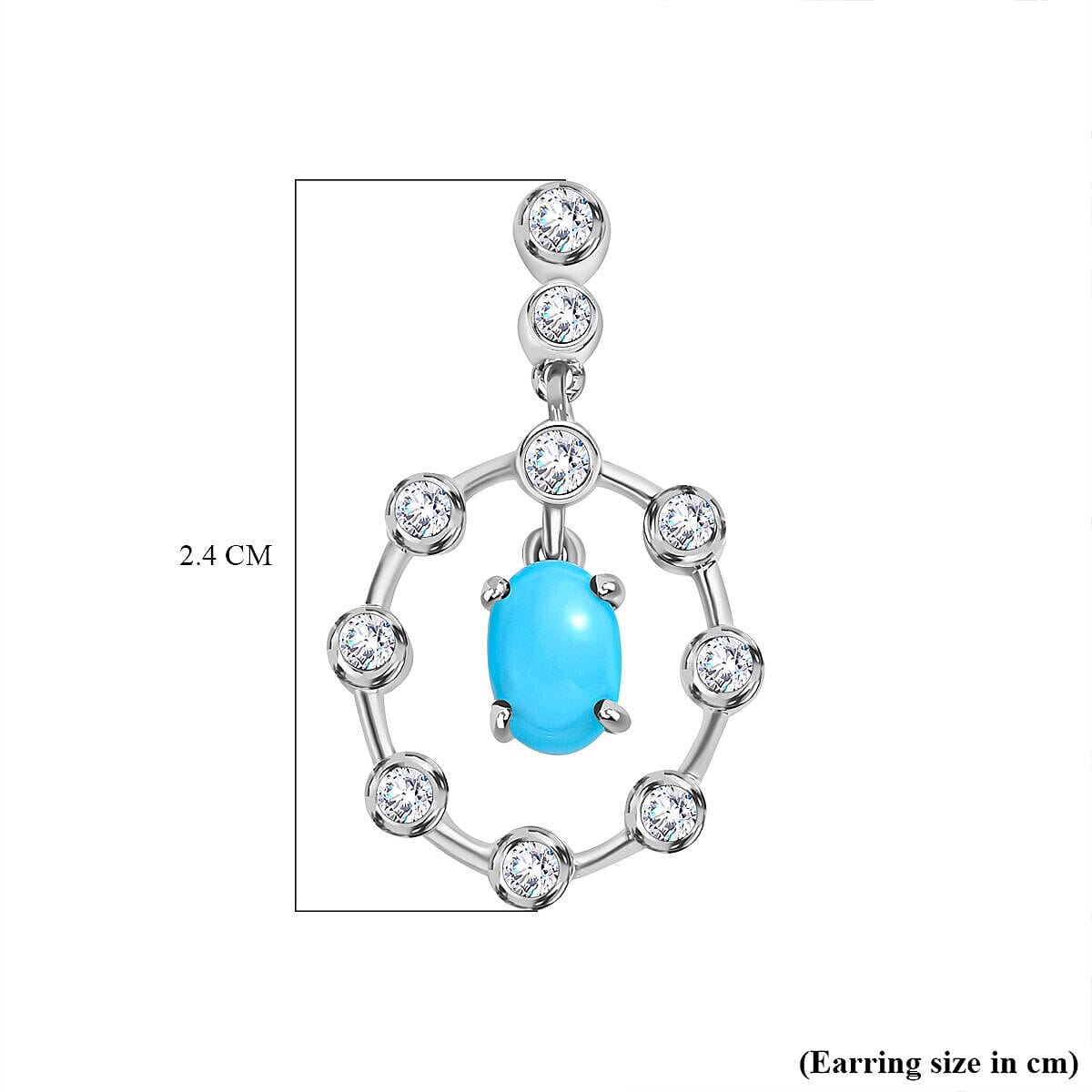 Arizona Sleeping Beauty Turquoise and Natural Zircon Dangle Earrings in Platinum Overlay Sterling Silver 1.70 Ct. 7380305 5