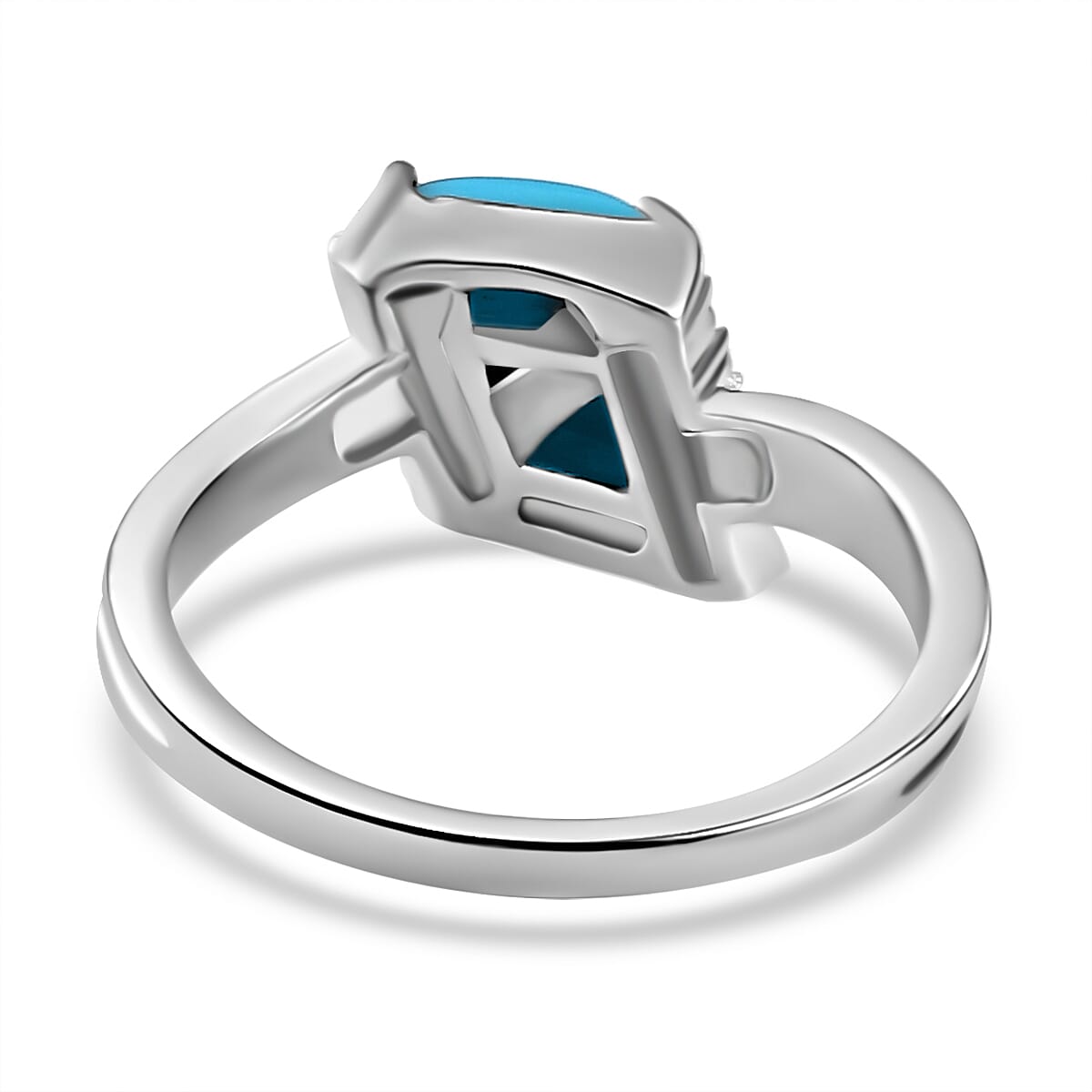 Arizona Sleeping Beauty Turquoise &amp; Natural Zircon Traiangle Ring in Platinum Overlay Sterling Silver 1.17 Ct. 7767722 4