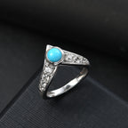Sleeping Beauty Turquoise & White Zircon Ring in Rhodium Overlay Sterling Silver 1.15 Ct.