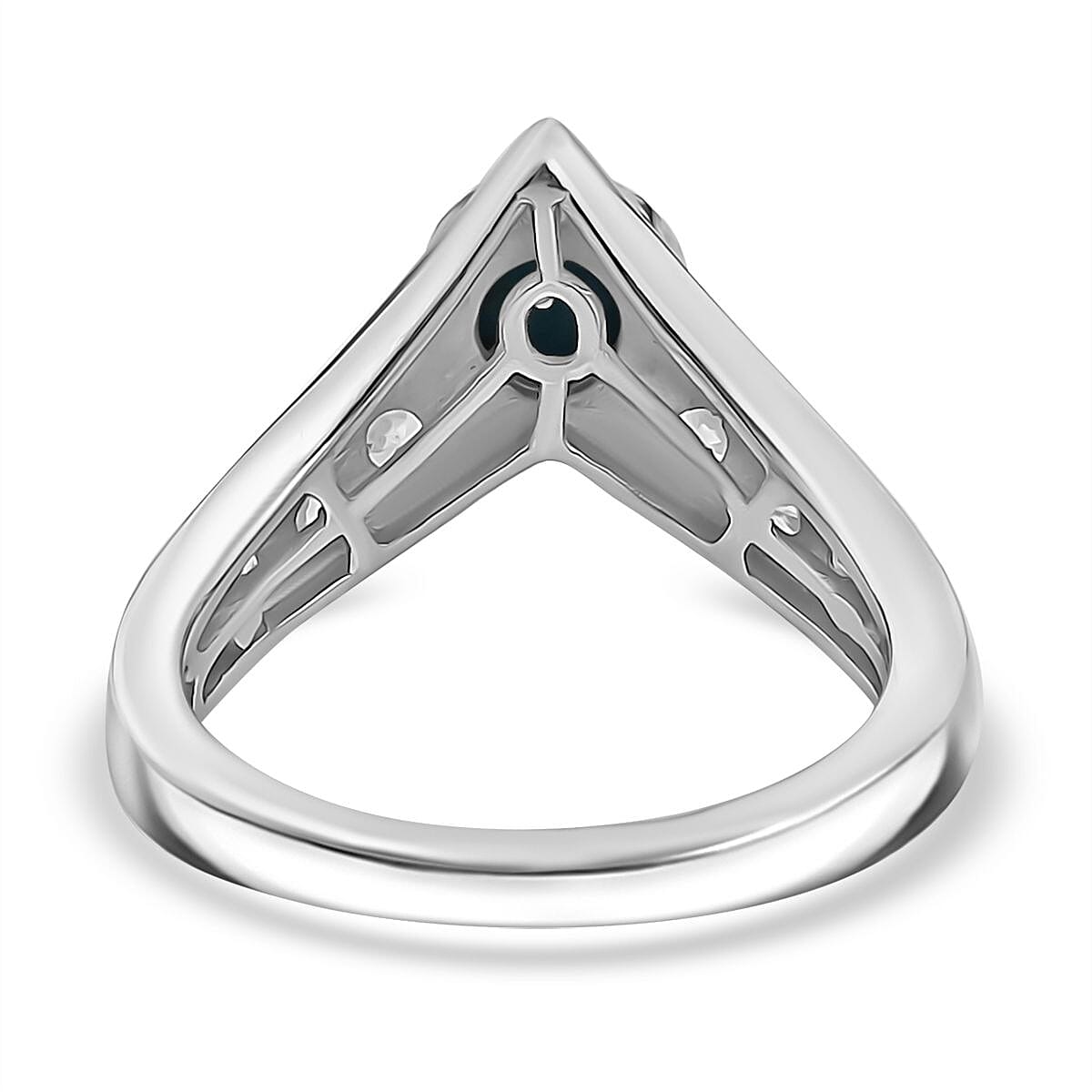 Sleeping Beauty Turquoise &amp; White Zircon Ring in Rhodium Overlay Sterling Silver 1.15 Ct. 8059008 5