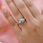 Arizona Sleeping Beauty Turquoise and Natural Zircon Ring in Platinum Overlay Sterling Silver
