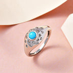 Arizona Sleeping Beauty Turquoise and Natural Zircon Ring in Platinum Overlay Sterling Silver