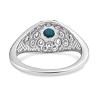 Arizona Sleeping Beauty Turquoise and Natural Zircon Ring in Platinum Overlay Sterling Silver