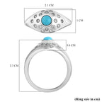 Arizona Sleeping Beauty Turquoise and Natural Zircon Ring in Platinum Overlay Sterling Silver