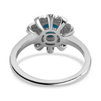 Arizona Sleeping Beauty Turquoise & Natural Zircon Ring in Platinum Overlay Sterling Silver 1.30 Ct.