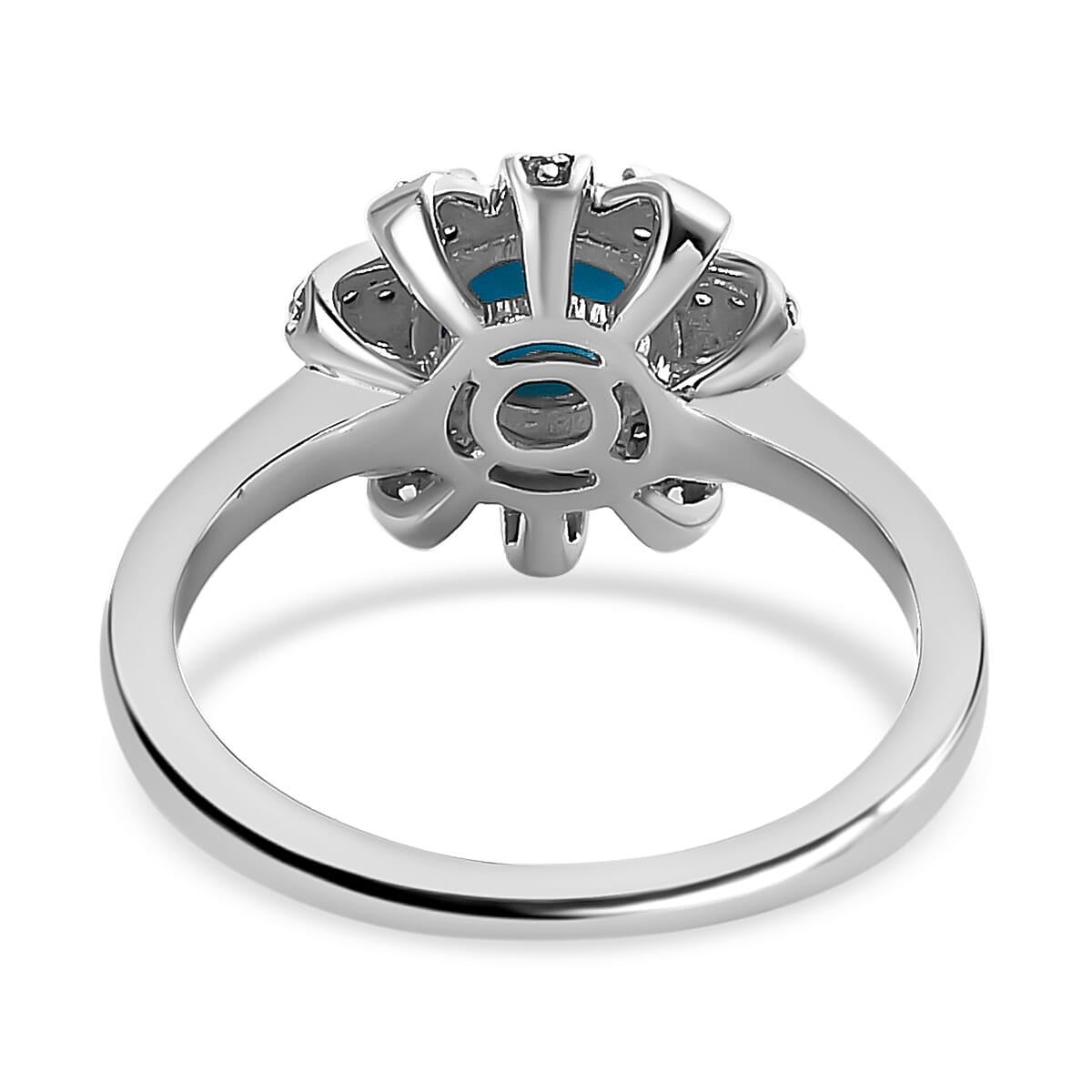 Arizona Sleeping Beauty Turquoise &amp; Natural Zircon Ring in Platinum Overlay Sterling Silver 1.30 Ct. 7557249 4
