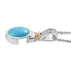 Arizona Sleeping Beauty Turquoise & Zircon Pendant with Chain (Size 20) in Platinum Overlay Sterling Silver 1.21 Ct