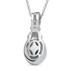 Arizona Sleeping Beauty Turquoise & Zircon Pendant with Chain (Size 20) in Platinum Overlay Sterling Silver 1.21 Ct
