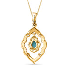 Arizona Sleeping Beauty Turquoise & Natural Zircon Pendant with Chain (Size 20) in 18K Gold Vermeil Sterling Silver
