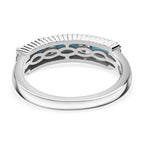 Sleeping Beauty Turquoise & White Zircon Ring in rhodium Sterling Silver