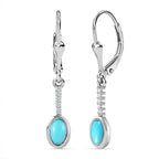 Arizona Sleeping Beauty Turquoise & Natural Zircon Dangle Earrings in Platinum Overlay Sterling Silver