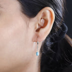 Arizona Sleeping Beauty Turquoise & Natural Zircon Dangle Earrings in Platinum Overlay Sterling Silver