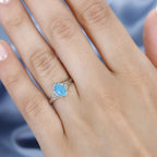 Arizona Sleeping Beauty Turquoise & Natural Zircon Ring in 18K Vermeil YG & Platinum Plated Sterling Silver
