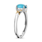 Arizona Sleeping Beauty Turquoise & Natural Zircon Ring in 18K Vermeil YG & Platinum Plated Sterling Silver