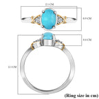 Arizona Sleeping Beauty Turquoise & Natural Zircon Ring in 18K Vermeil YG & Platinum Plated Sterling Silver