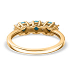 Sleeping Beauty Turquoise & White Zircon 3 Stone Ring in 14K Gold Overlay Sterling Silver