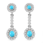Arizona Sleeping Beauty Turquoise and Natural Zircon Dangle Earrings in Platinum Overlay Sterling Silver 2.42 Ct