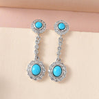 Arizona Sleeping Beauty Turquoise and Natural Zircon Dangle Earrings in Platinum Overlay Sterling Silver 2.42 Ct