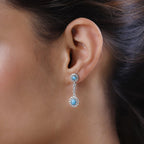 Arizona Sleeping Beauty Turquoise and Natural Zircon Dangle Earrings in Platinum Overlay Sterling Silver 2.42 Ct
