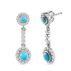 Arizona Sleeping Beauty Turquoise and Natural Zircon Dangle Earrings in Platinum Overlay Sterling Silver 2.42 Ct