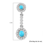 Arizona Sleeping Beauty Turquoise and Natural Zircon Dangle Earrings in Platinum Overlay Sterling Silver 2.42 Ct