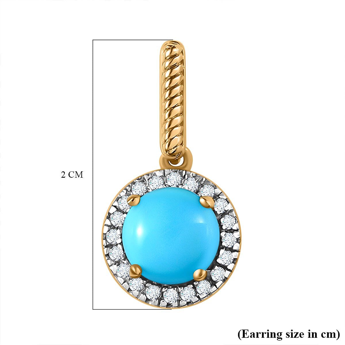 Tucson Special - Arizona Sleeping Beauty Turquoise &amp; Natural Zircon Earrings in 18K Yellow Gold Vermeil Plated Sterling Silver 2.70 Ct. 7662911 6
