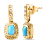 Arizona Sleeping Beauty Turquoise & Natural Zircon Earrings in 18k Gold Vermeil Sterling Silver 1.28 Ct.