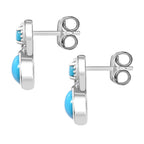 Arizona Sleeping Beauty Turquoise & Natural Zircon Stud Earrings in Platinum Overlay Sterling Silver 1.95 Ct