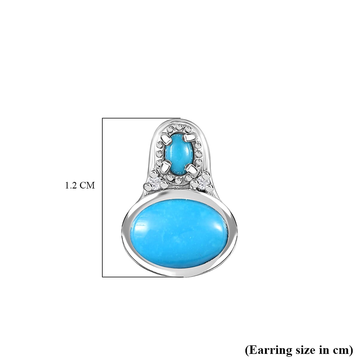 Arizona Sleeping Beauty Turquoise &amp; Natural Zircon Stud Earrings in Platinum Overlay Sterling Silver 1.95 Ct 7760294 6
