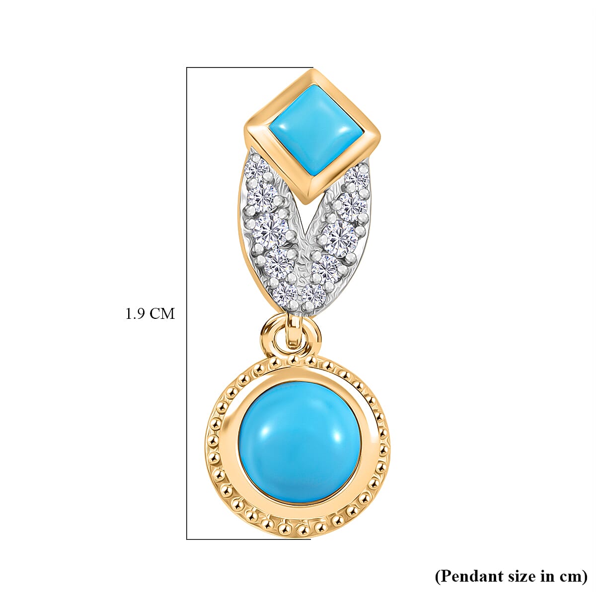 D'joy Sleeping Beauty Turquoise &amp; White Zircon Stud Push Post Earring in Yellow Gold Plating Sterling Silver 1.00 Ct. 8221311 6