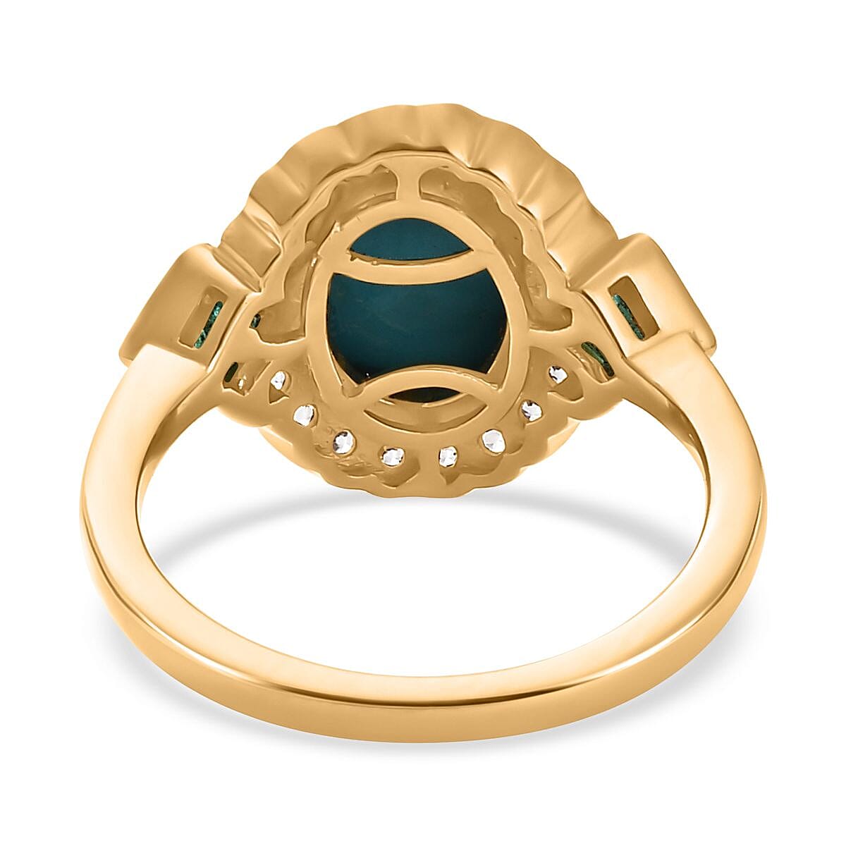 Arizona Sleeping Beauty Turquoise &amp; Natural Zircon &amp; Zambian Emerald Ring in 18K Yellow Gold Vermeil Plated Sterling Silver 2.38 Ct. 7662974 4